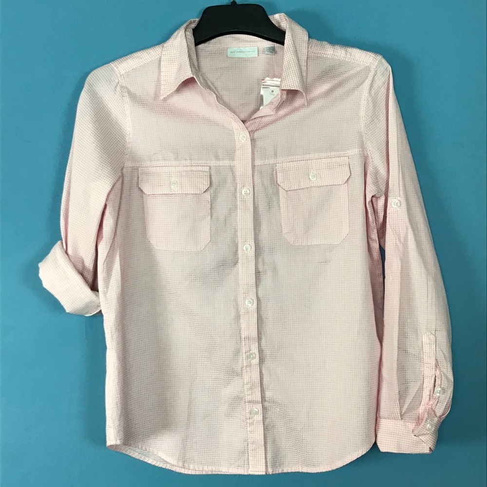 New York & Company LS Button down Blouse Medium